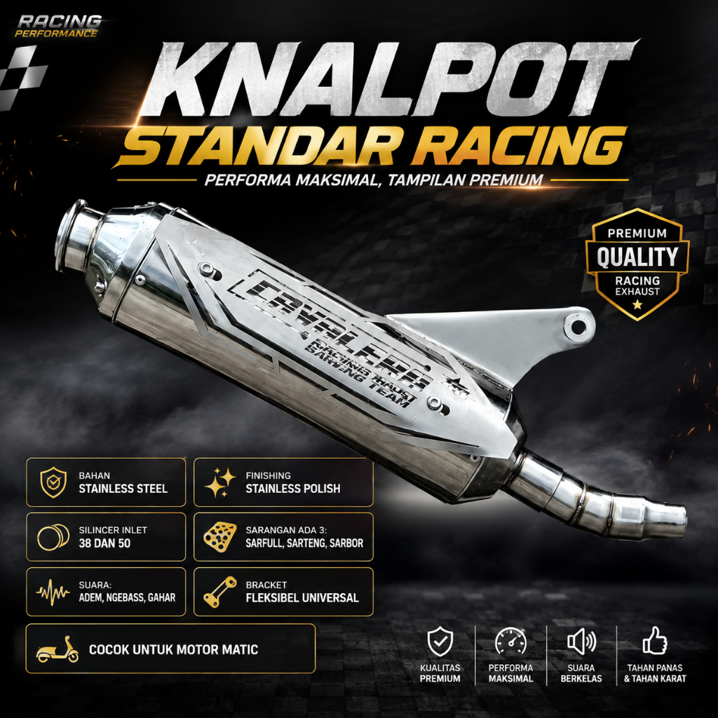 Knalpot Standar racing Cavalera Exhaust inlet 38/50mm 100% ORI Ngebas Adem for Nmax old new Aerox 15