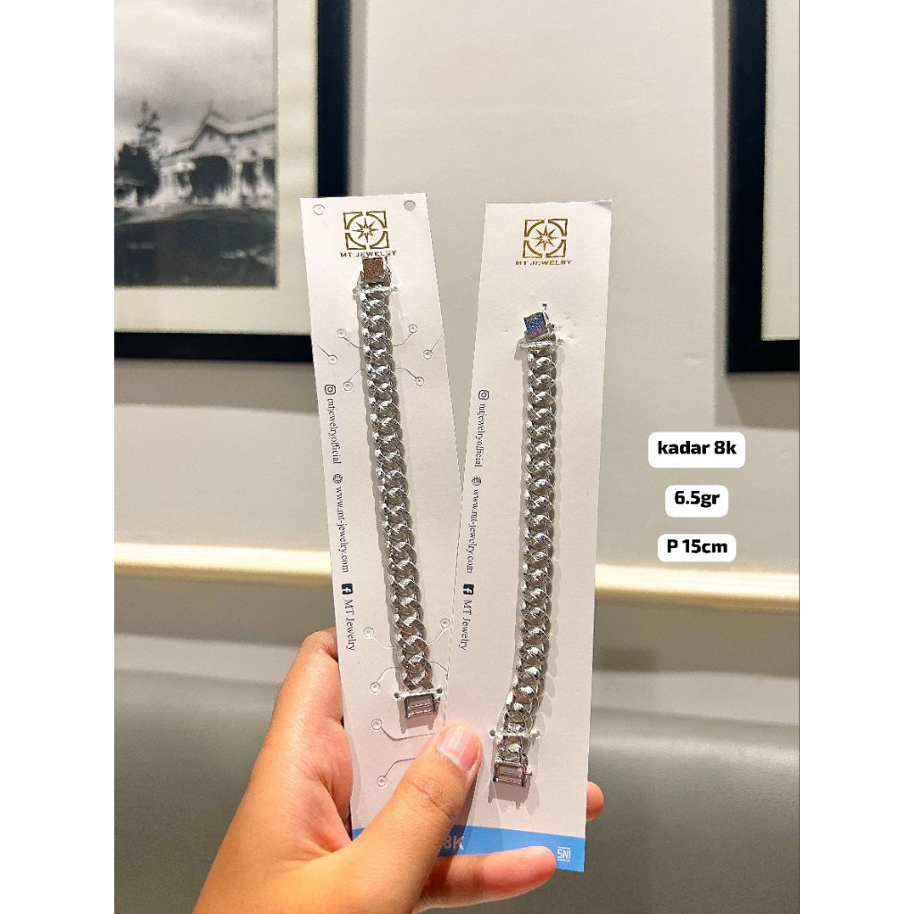 gelang rantai sisik naga emas putih 8k