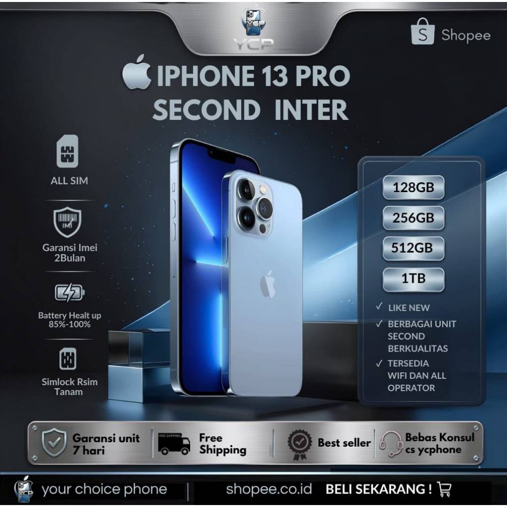 IP 13 PRO 128GB/256GB/512GB SECOND INTER ORIGINAL