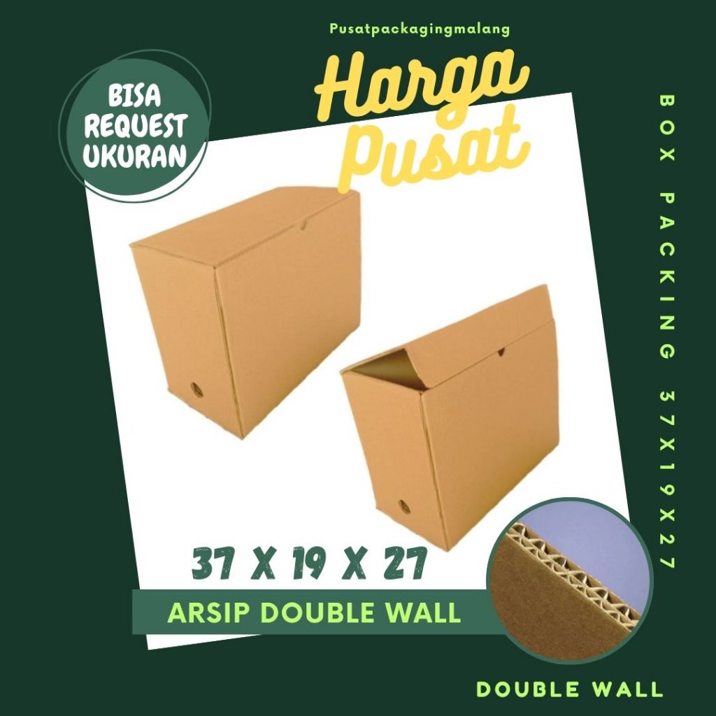 Kardus Arsip Double Wall 37x19x27 Box Arsip Dus Packing/polos/File/filebox/arsipbox/box Dokumen