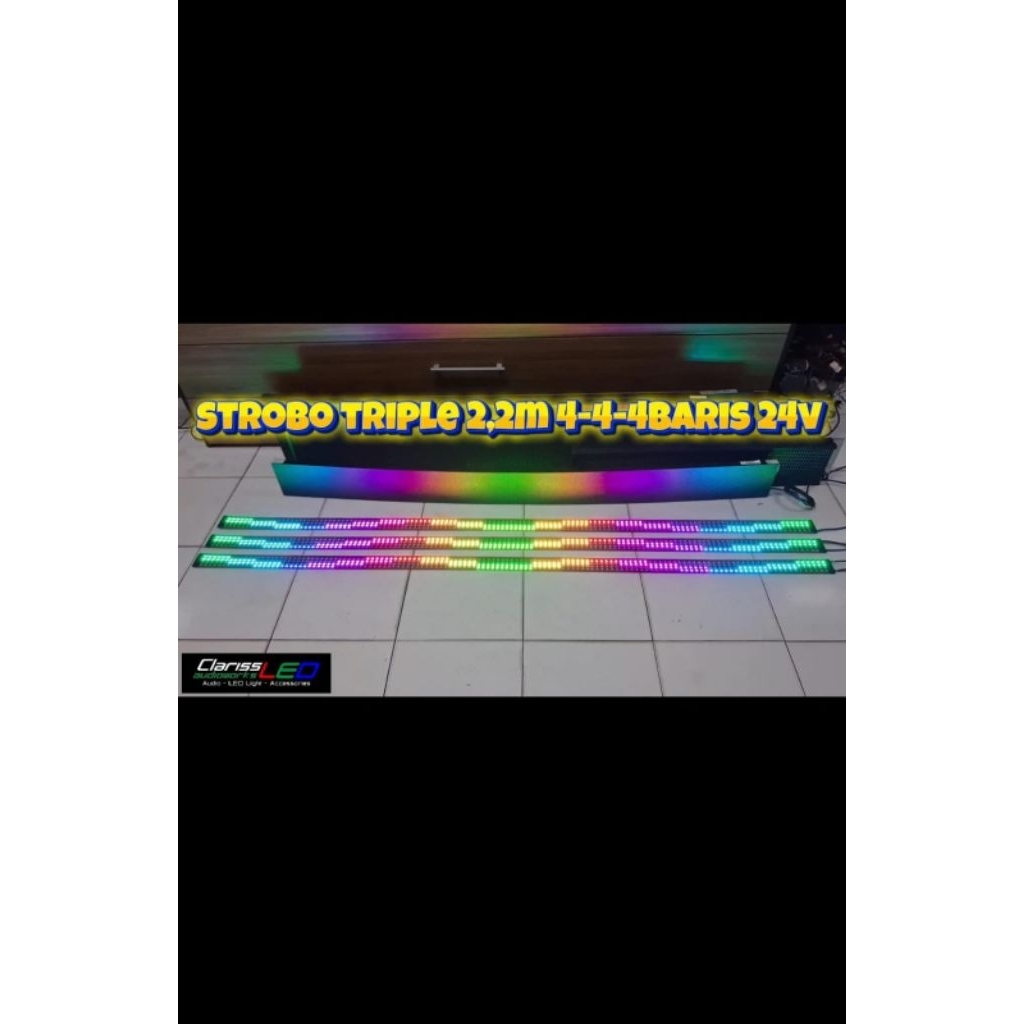 LAMPU STROBO 3TUMPUK Led Strobo wave Triple  4-4-4 baris 24v 2m & 2.2m variasi kaca depan bus