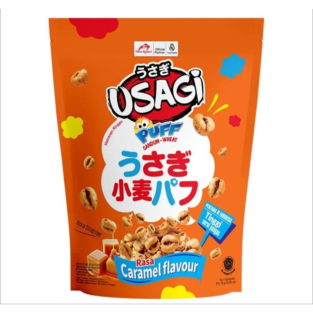 Dua Kelinci Usagi Puff Gandum Karamel Pouch 80 gram