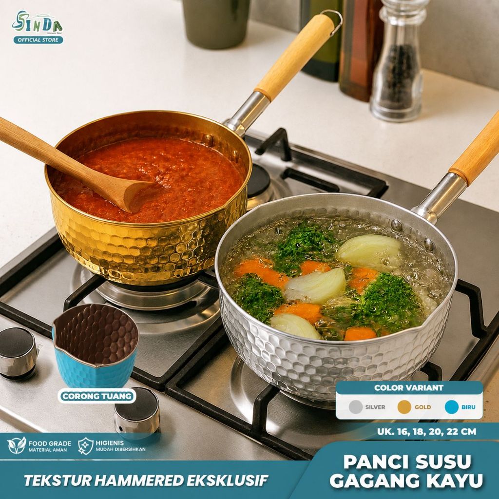 Sinda Panci Mie Premium Stainless Steel 304 Food Grade / Panci Mie / Panci Susu Serbaguna