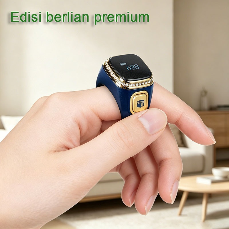 COUNT RING D2 Cincin Tasbih Digital Hitung Zikir Harian Muslim Modern Baterai Tahan Lama Cincin