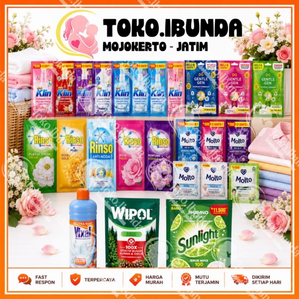 (LANGSUNG KIRIM) SOKLIN CAIR 500, RINSO CAIR 500, GENTLE GEN