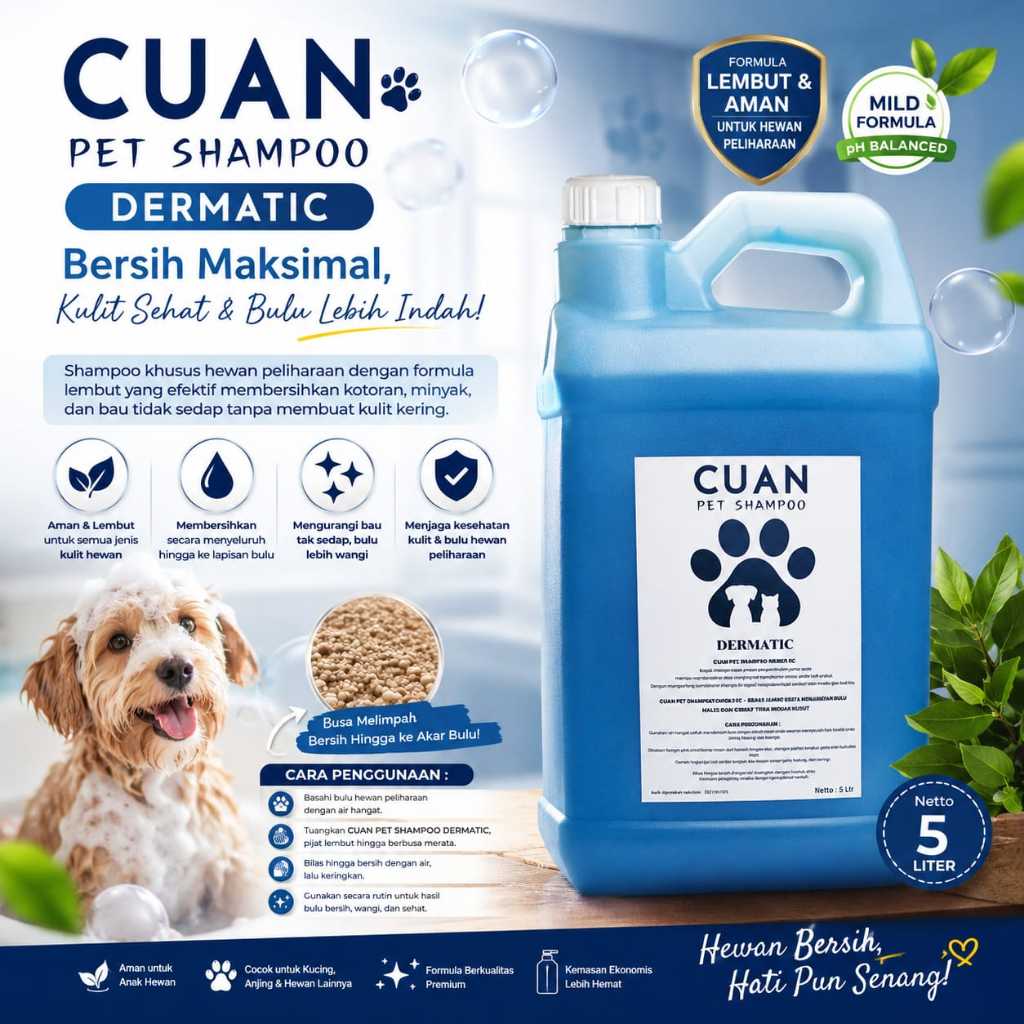 Shampo Grooming 5lt Cuan Anti Jamur Dermatic 5liter