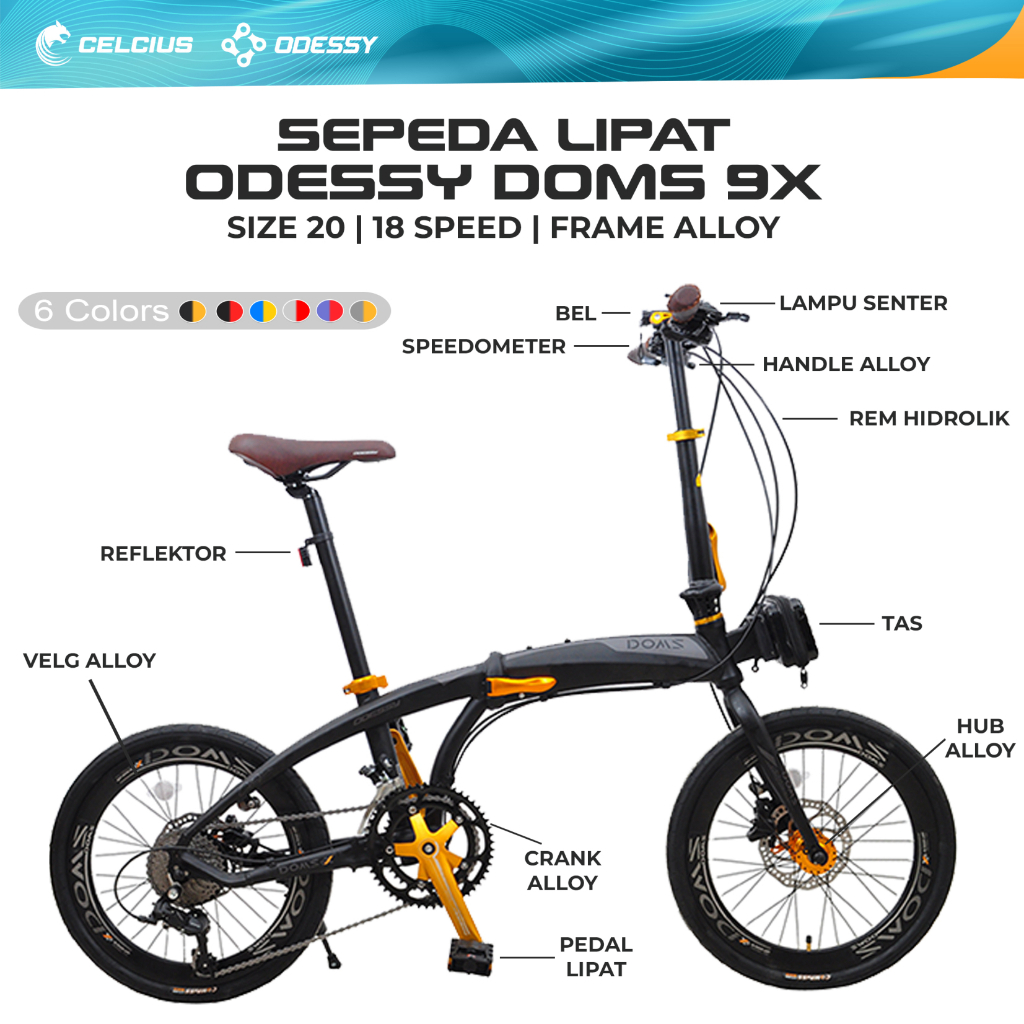 Sepeda Lipat Odessy 20 39 Doms Frame Alloy - 18 Speed