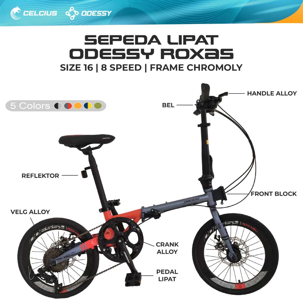 Sepeda Lipat Odessy 16 88 Roxas Frame Alloy - 8 Speed Garansi Original
