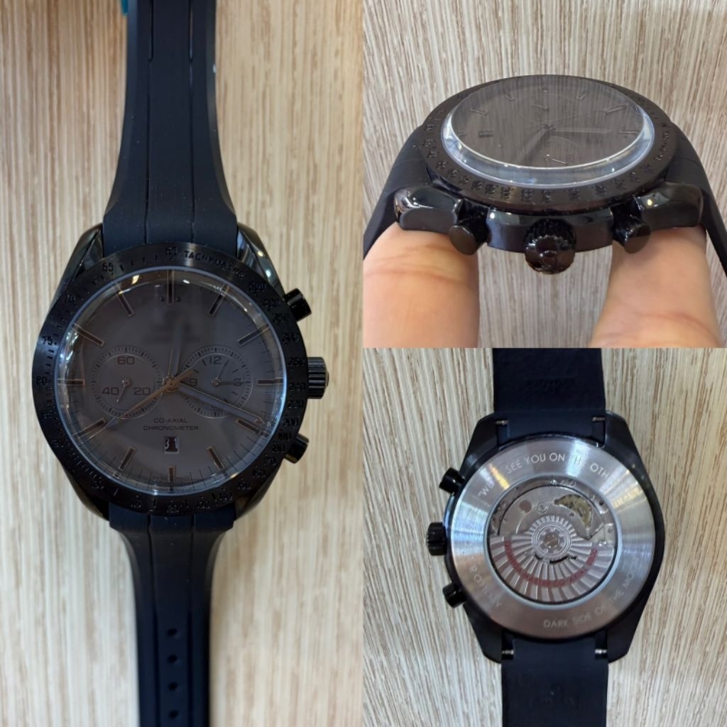 Jam Tangan Spedmaster Dark Site Of The Moon Chronograph Automatic Rubber