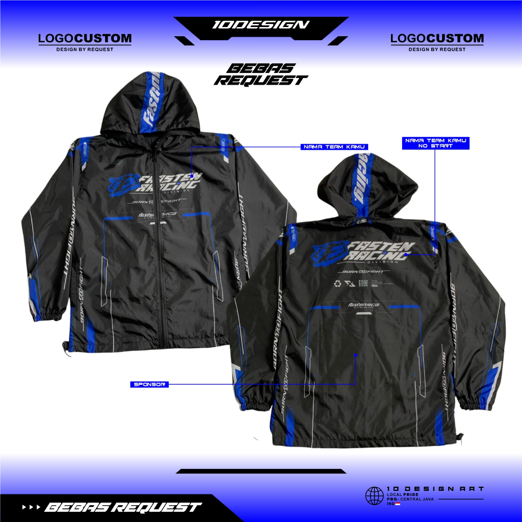 JAKET PARASUT CUSTOM SESUAI REQUEST FASTEN RACING