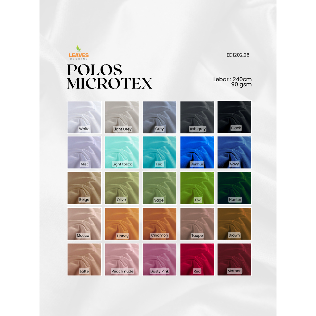 [MICROTEX] Bahan Kain Sprei Polyester Microtex Polos Warna 100% 90gsm