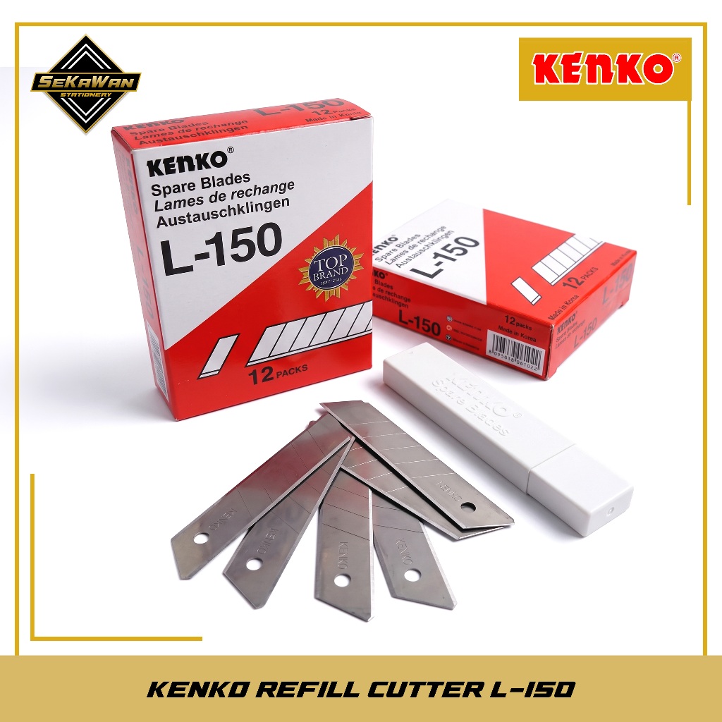 Isi Cutter Pisau Kenko L-150 dengan Bilah Baja Tajam - 1 Tabung 5 Bilah Pisau