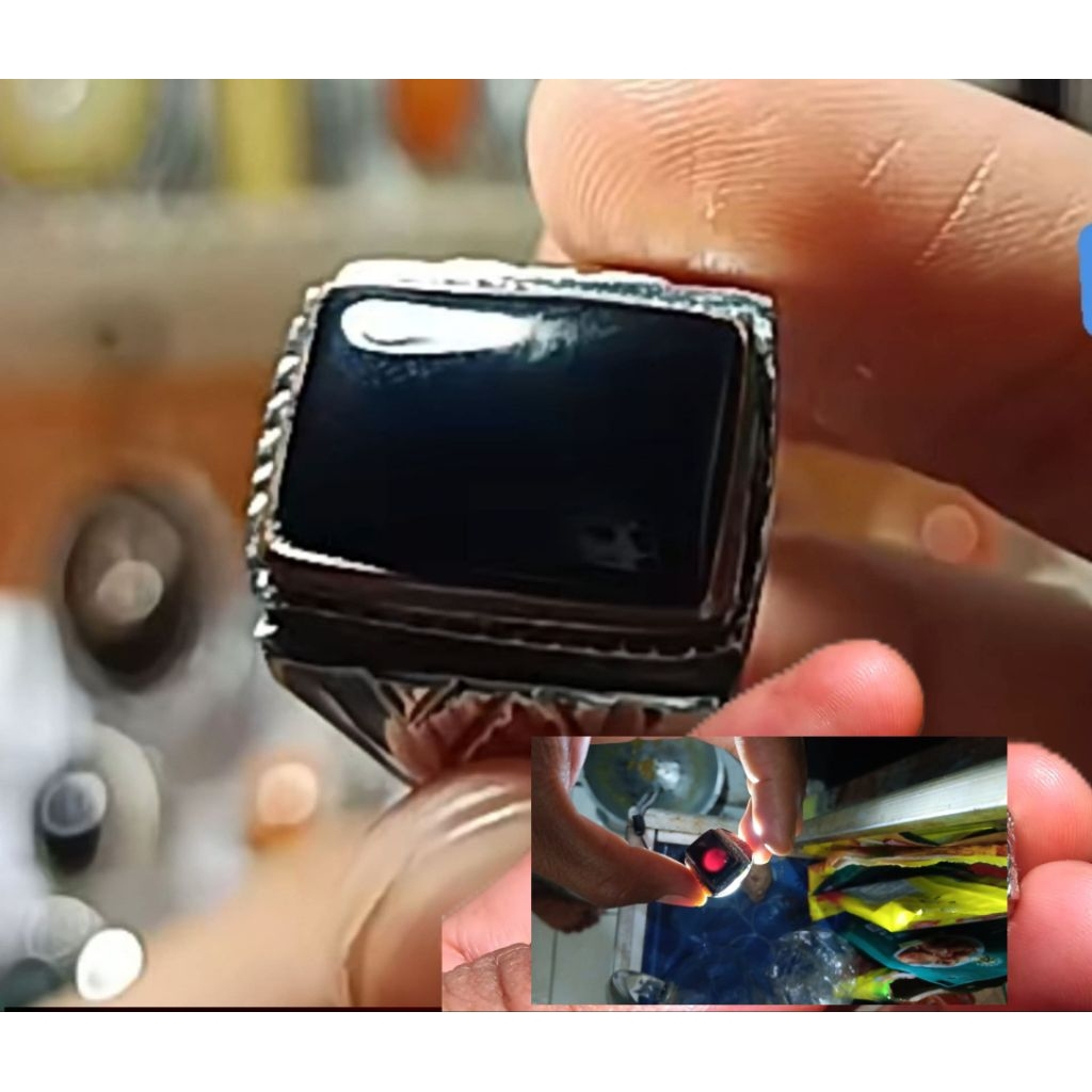 Cincin Batu Akik Kecubung Api Yaman Wulung