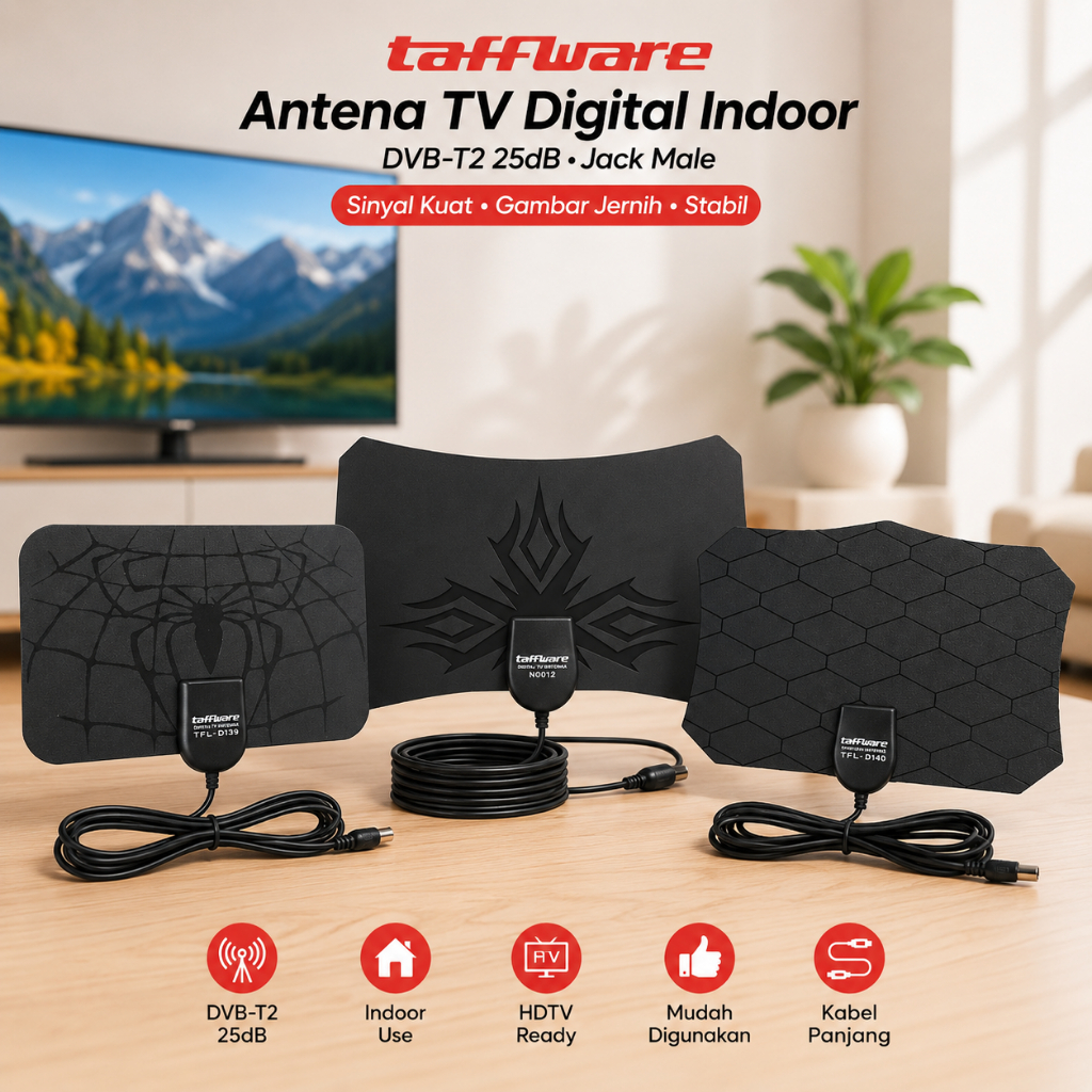 Spider Antena TV V 2.0 D139 D140 N0012 Jack Male Digital Indoor DVB-T2 25dB Antenna TFL-D139  STB Se