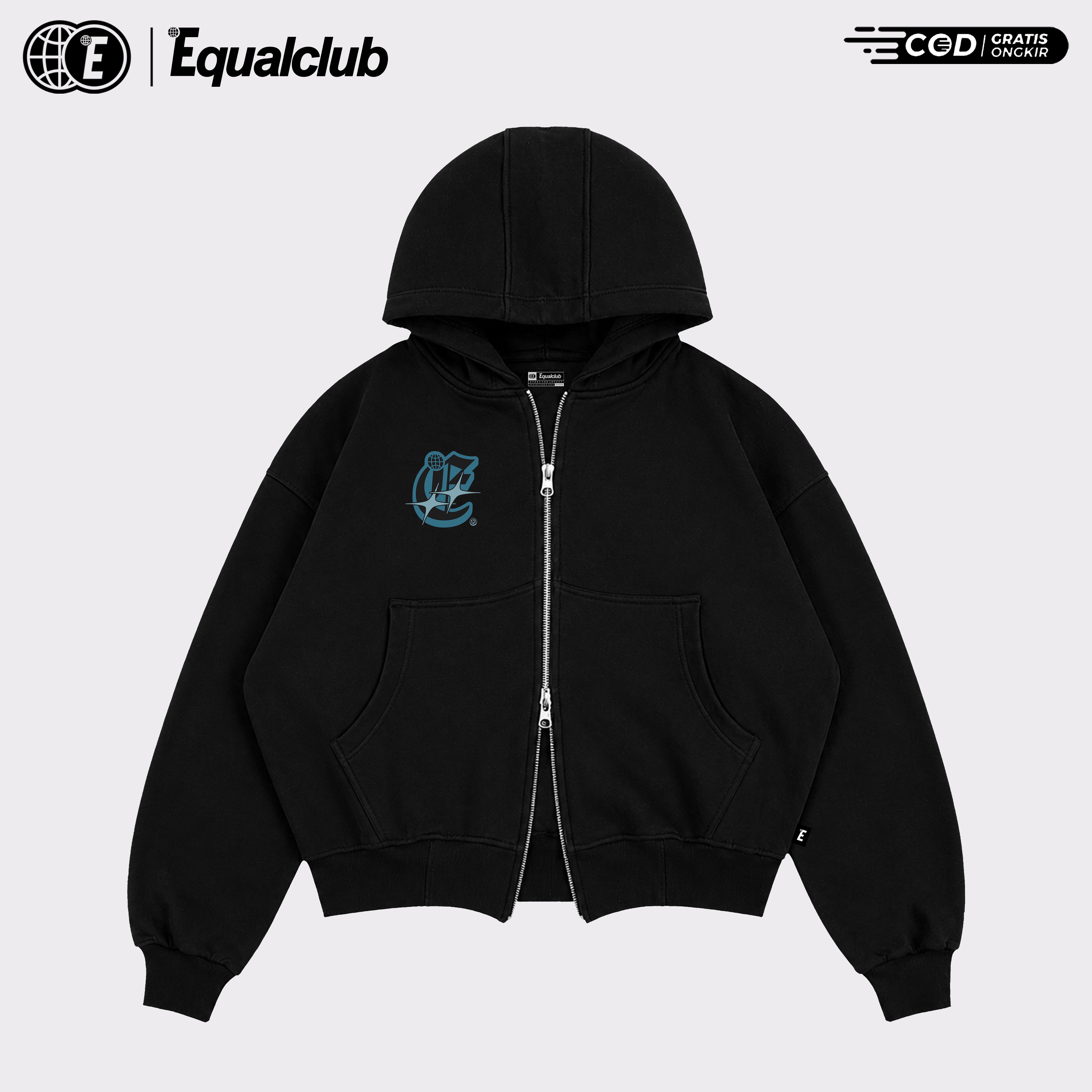 Equalclub - Boxy Zipper LOYALTY sweater hoodie double zip oversize uniseks cewek cowok streetwear
