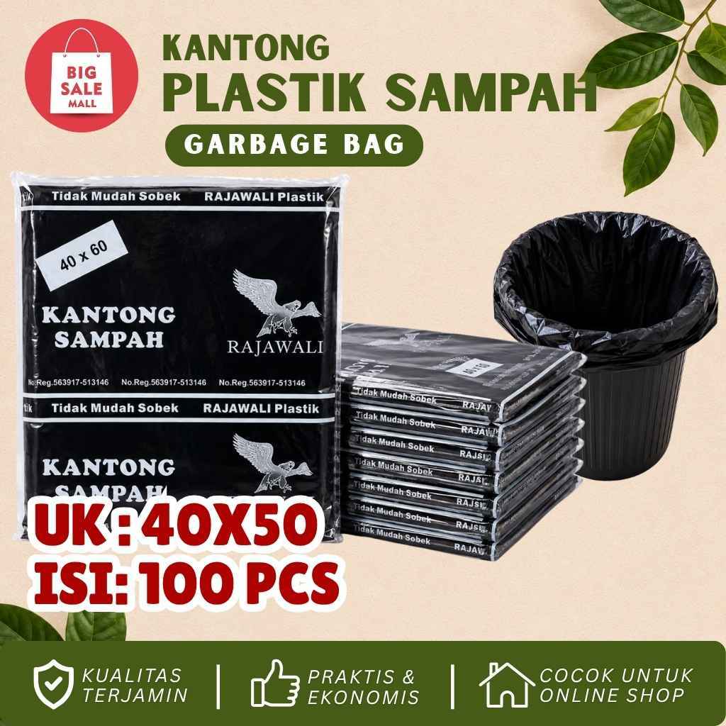 Kantong Plastik Sampah Hitam 40x50cm isi 100pcs/Plastik Rajawali Sampah Tebal Kuat Anti Bocor Termur
