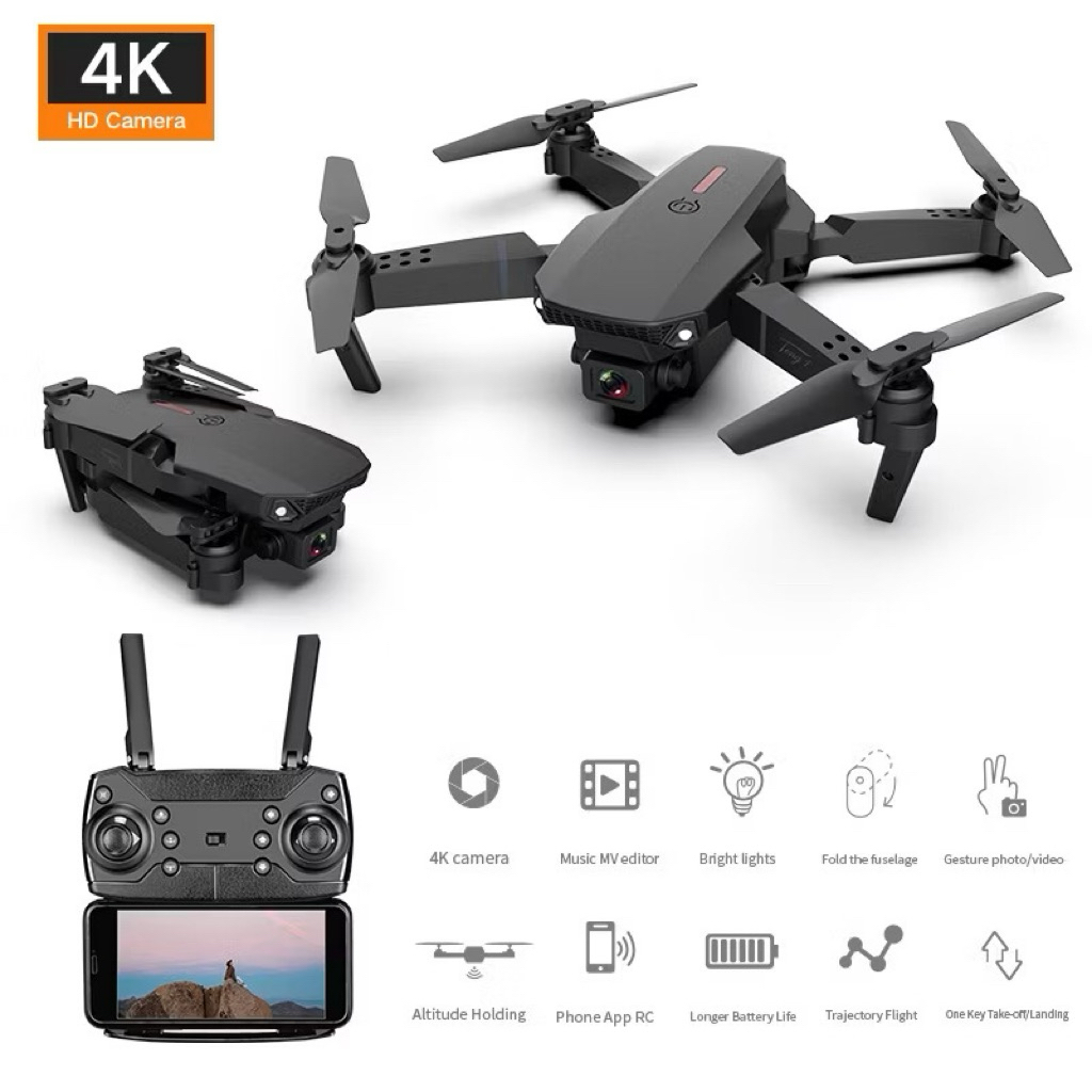 Mainan Anak Drone E88Dpro E88Dmax kamera 4K UltraHD Foldable Drone Lipat Single Camera E88D pro | E8