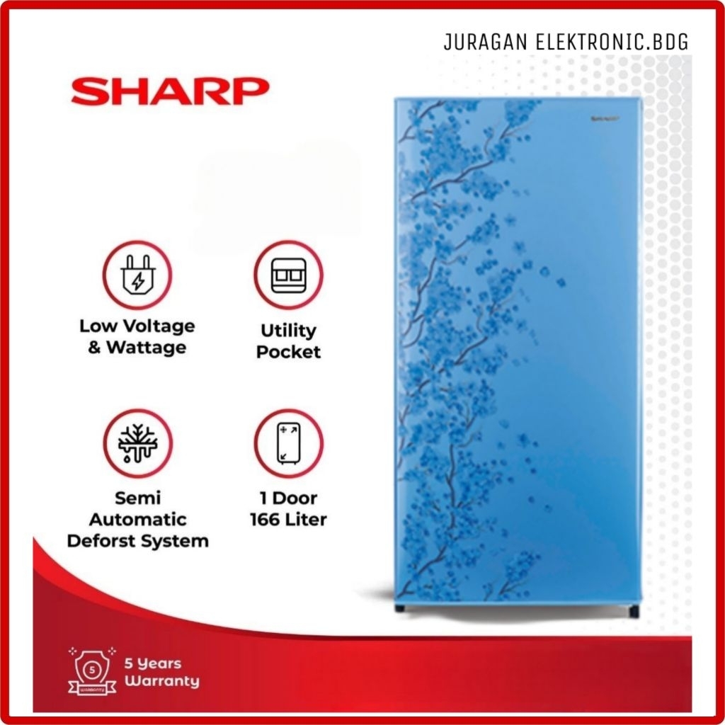 SHARP Kulkas 1 Pintu 166 Liter Kirei Series SJN 183 DSB/SP