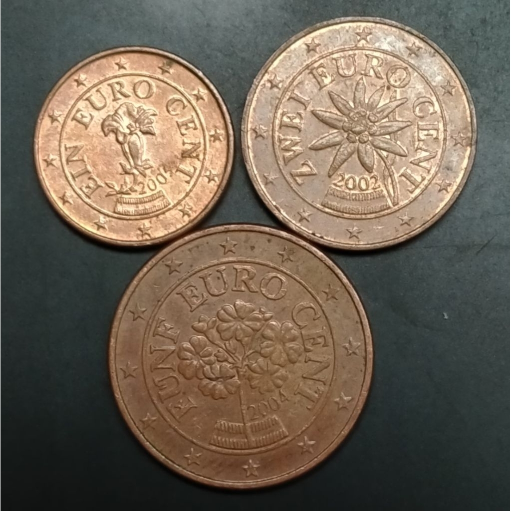 Koin Kuno Austria Euro Cent set nominal 1 - 2 - 5 cent | Koin Asing Mancanegara