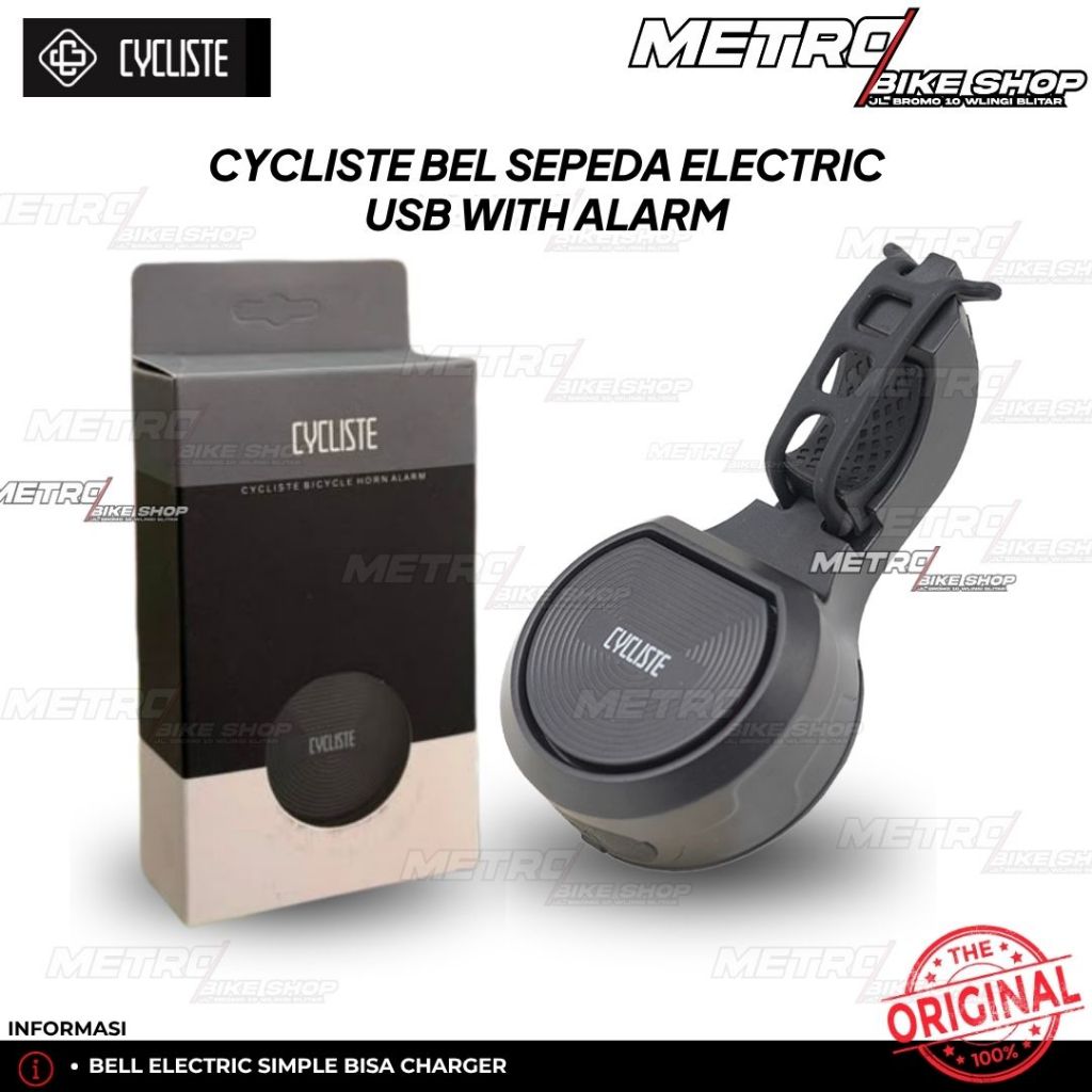 Cycliste Bel Sepeda Electric USB With Alarm, Original, Hitam Bell electric sepeda