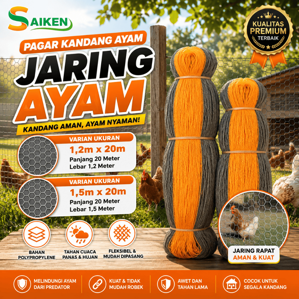 Jaring Kandang Ayam | Waring Pagar Ternak Kuat untuk Ayam, Bebek & Burung