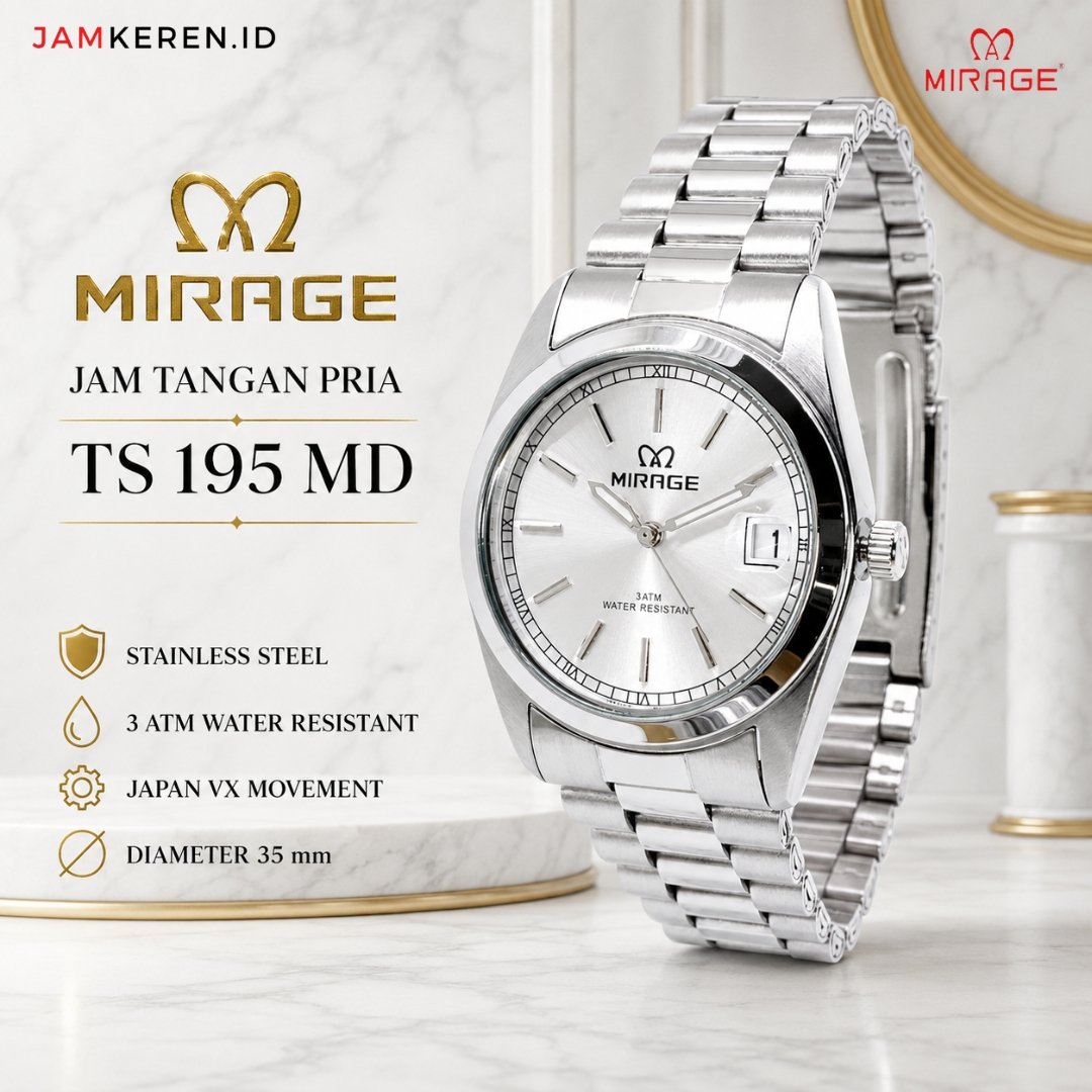 Mirage | Jam Pria | Jam Tangan Pria Anti Air | Jam Tangan - Mirage TS 195 M Original Anti Air