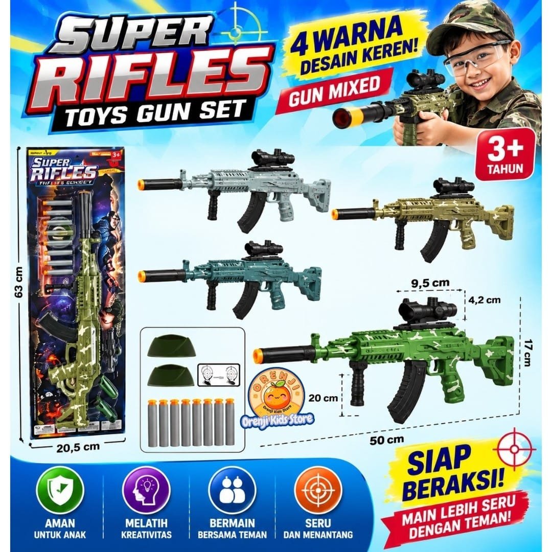 Sniper Rifle Gun Set – Mainan Tembak Peluru Busa dengan Scope, senapan busa 50 cm