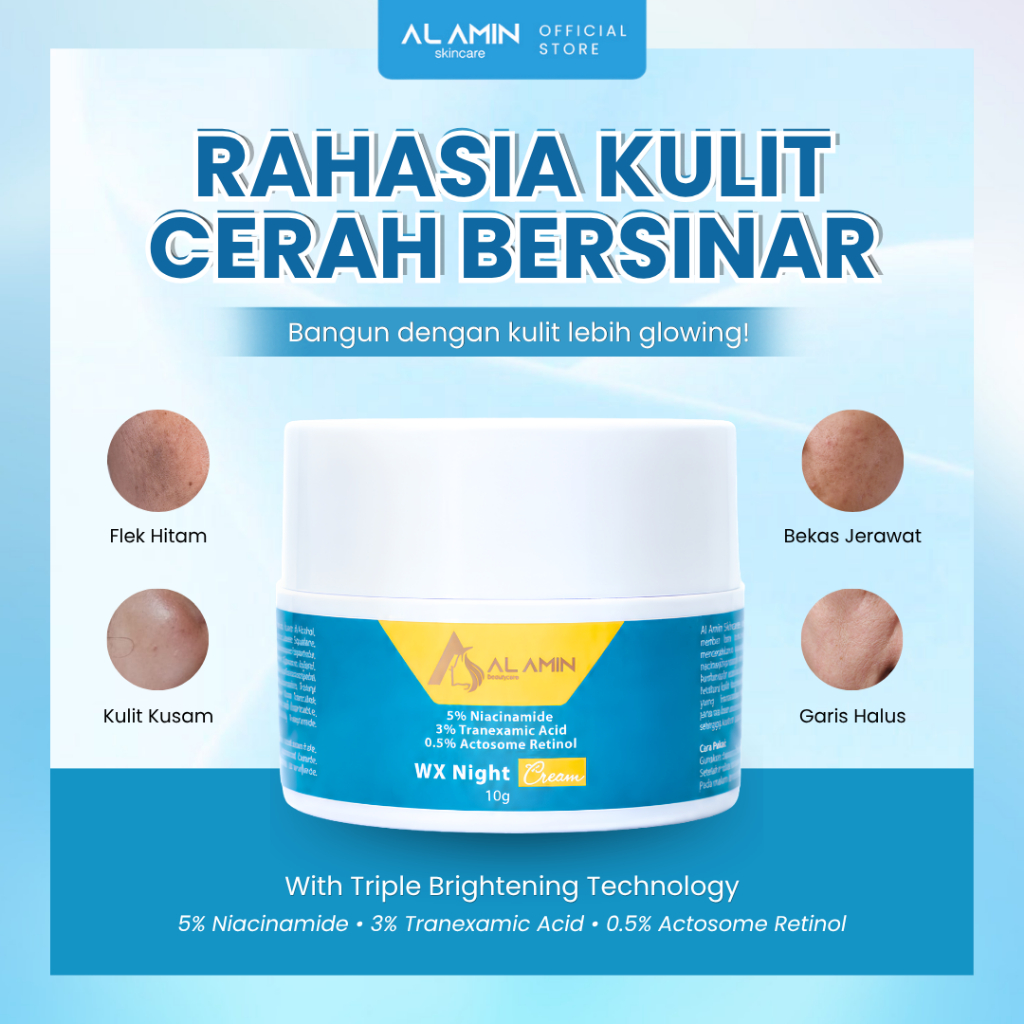 (New Package) Alamin Wx Night Cream with 5% Niacinamide | Krim Malam Brightening/Whitening/Glowing S