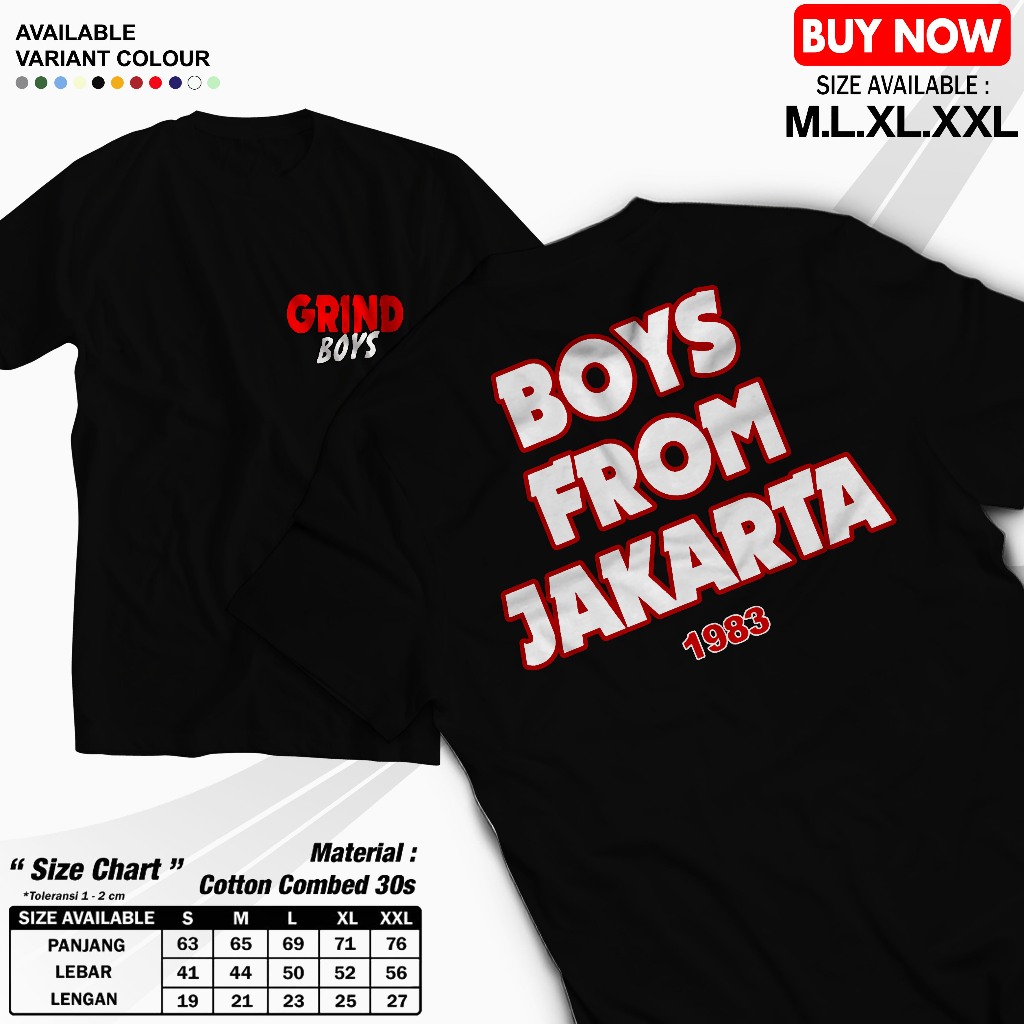 KAOS BOYS FROM JAKARTA - GRIND BOYS - VIKING BOGOR - DISTRO - KAOS SANTAI - KAOS TERBARU 2026