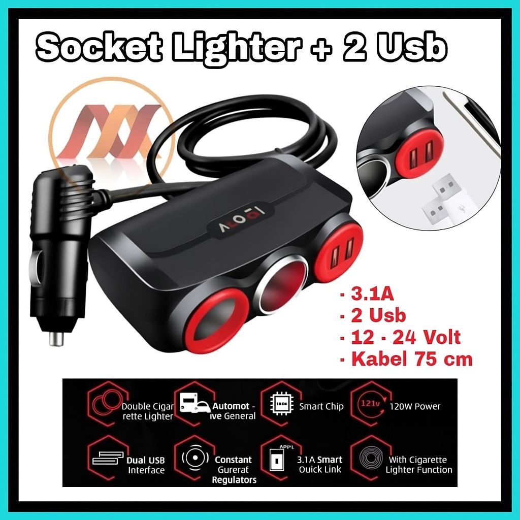Socket Lighter Car Extension Adapter 120w Universal 803