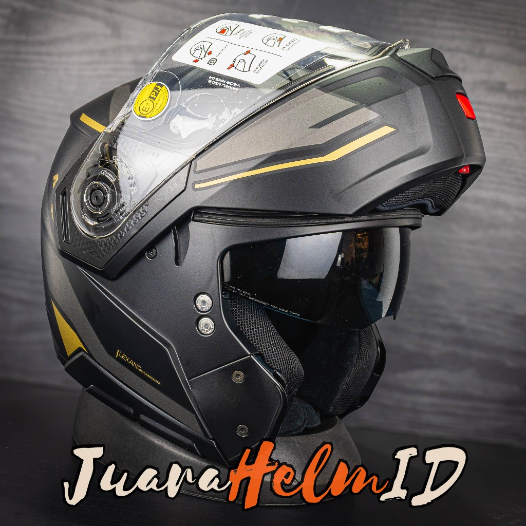 NOLAN HELM N903 SINCRONO 351 Ncom | MATT BLACK GOLD | MODULAR FLIP UP FULL FACE
