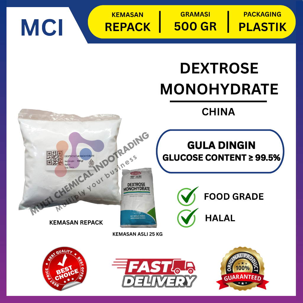 DEXTROSE MONOHYDRATE ex. CHINA. WHITE DEXTROSE. FOOD GRADE. || 500 gr