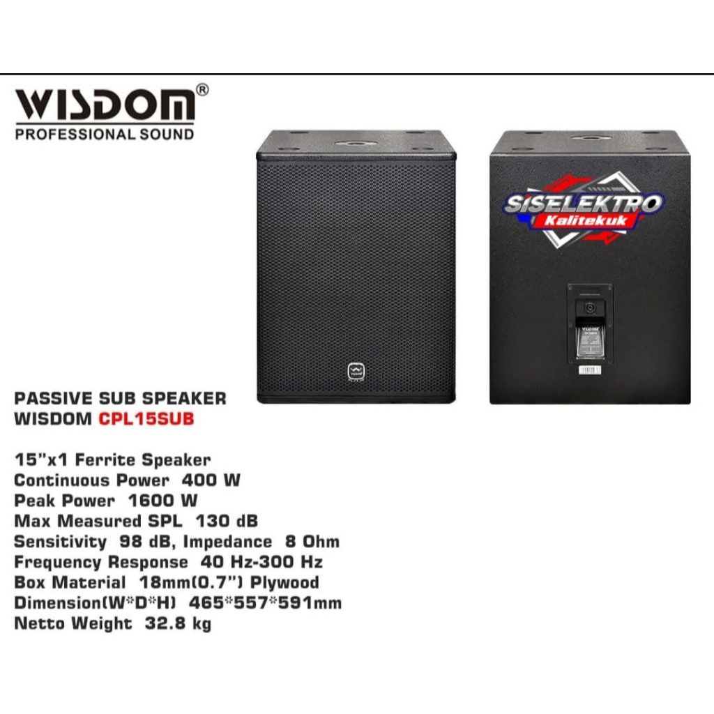 wisdom cpl 15 subwoofer wisdom 15 inch pasif