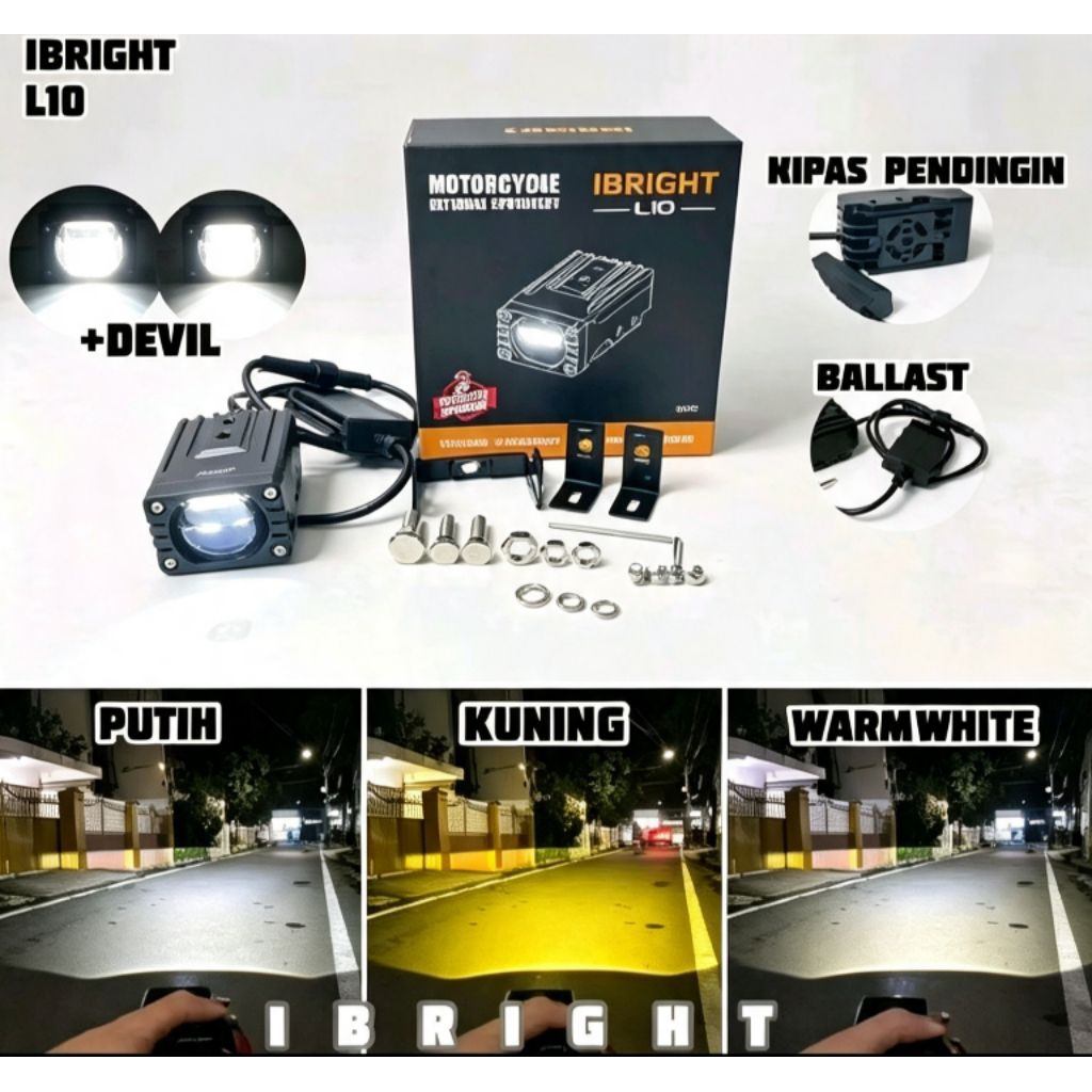 Lampu Led D2 Laser IBRIGHT L10 Mini Putih Kuning Satuan Cahaya Biled