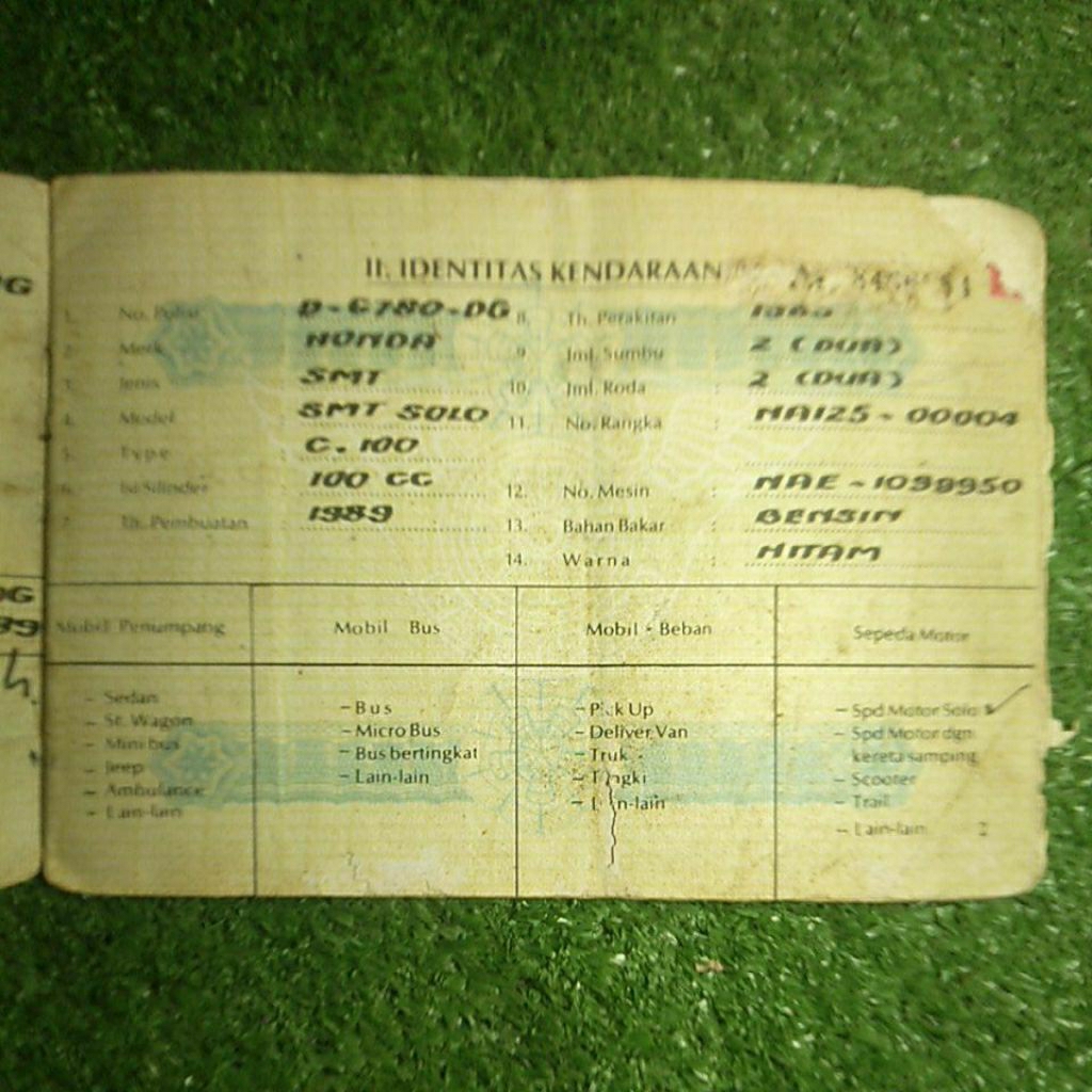 Buku Honda Astrea Prima C100 1989