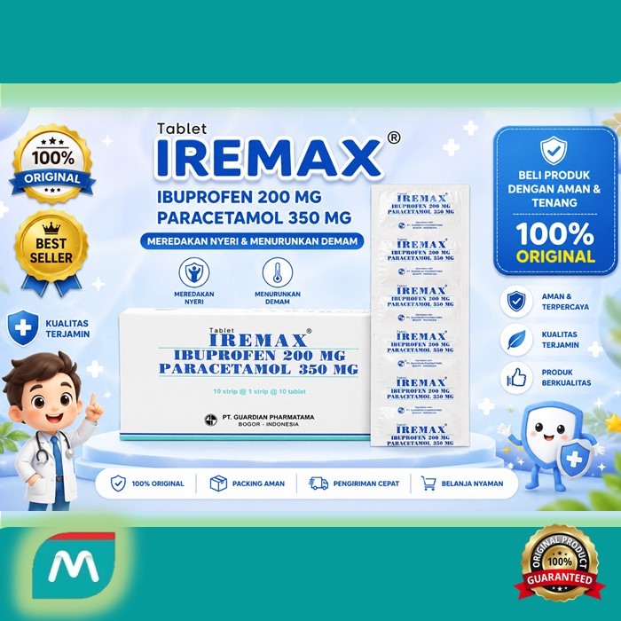 IREMAX STRIP ISI 10 TABLET PEREDA PANAS DAN NYERI ORIGINAL PARACETAMOL IBUPROFEN TABLET