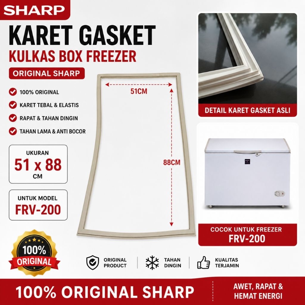 Karet gasket kulkas  cheas freezer/box freezer sharp original frv 200 51x88 cm