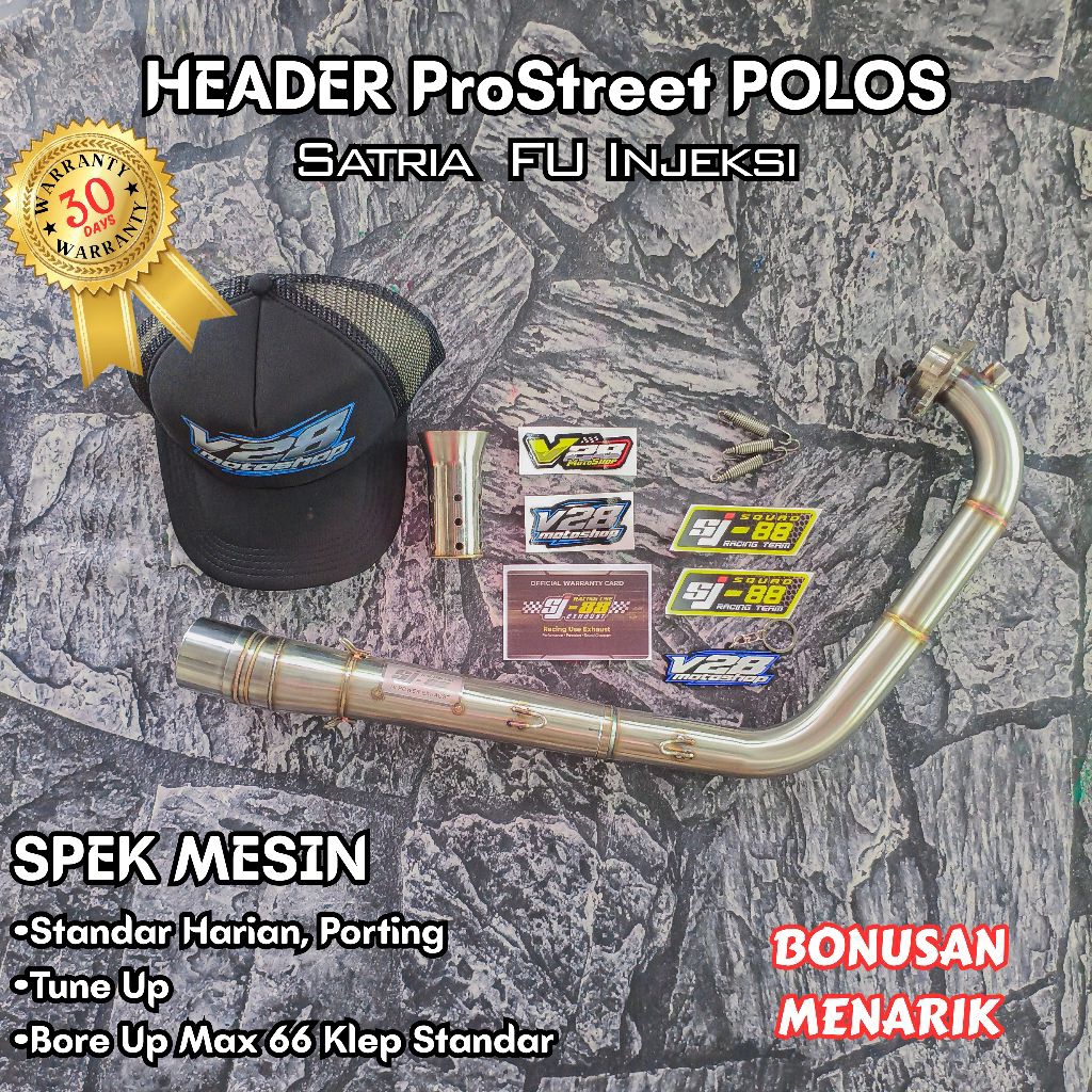 Knalpot SJ88 Exhaust HEADER Only Satria FU INJEKSI PROSTREET Bluemoon / SS Polos Raider 150 Fi - Pip
