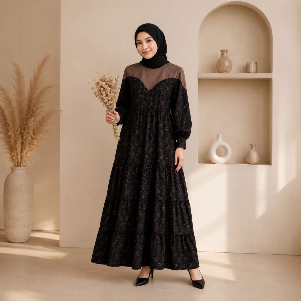 Gamis Katun Linen Premium Original Extu