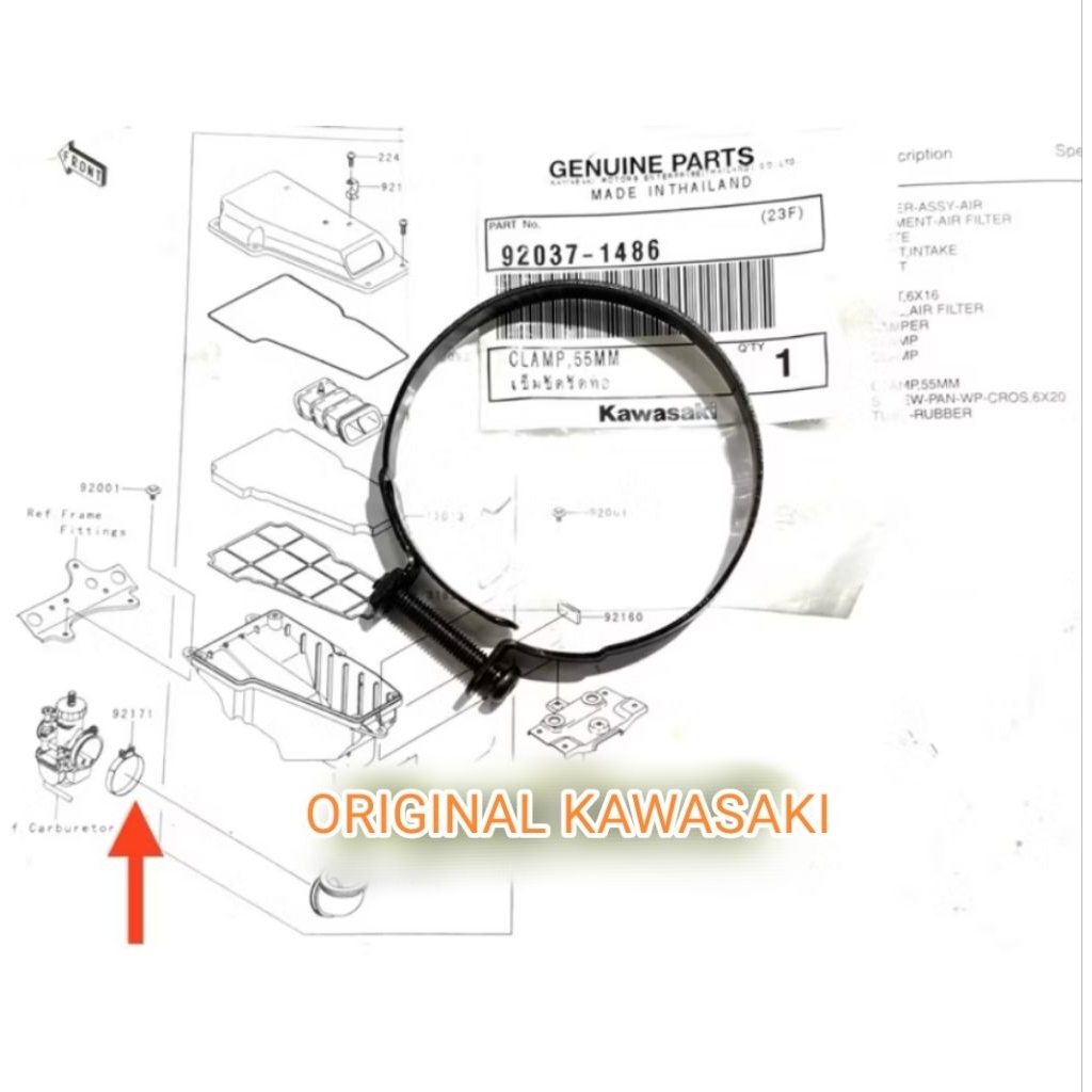 klem bok filter ninja r ss original kawasaki