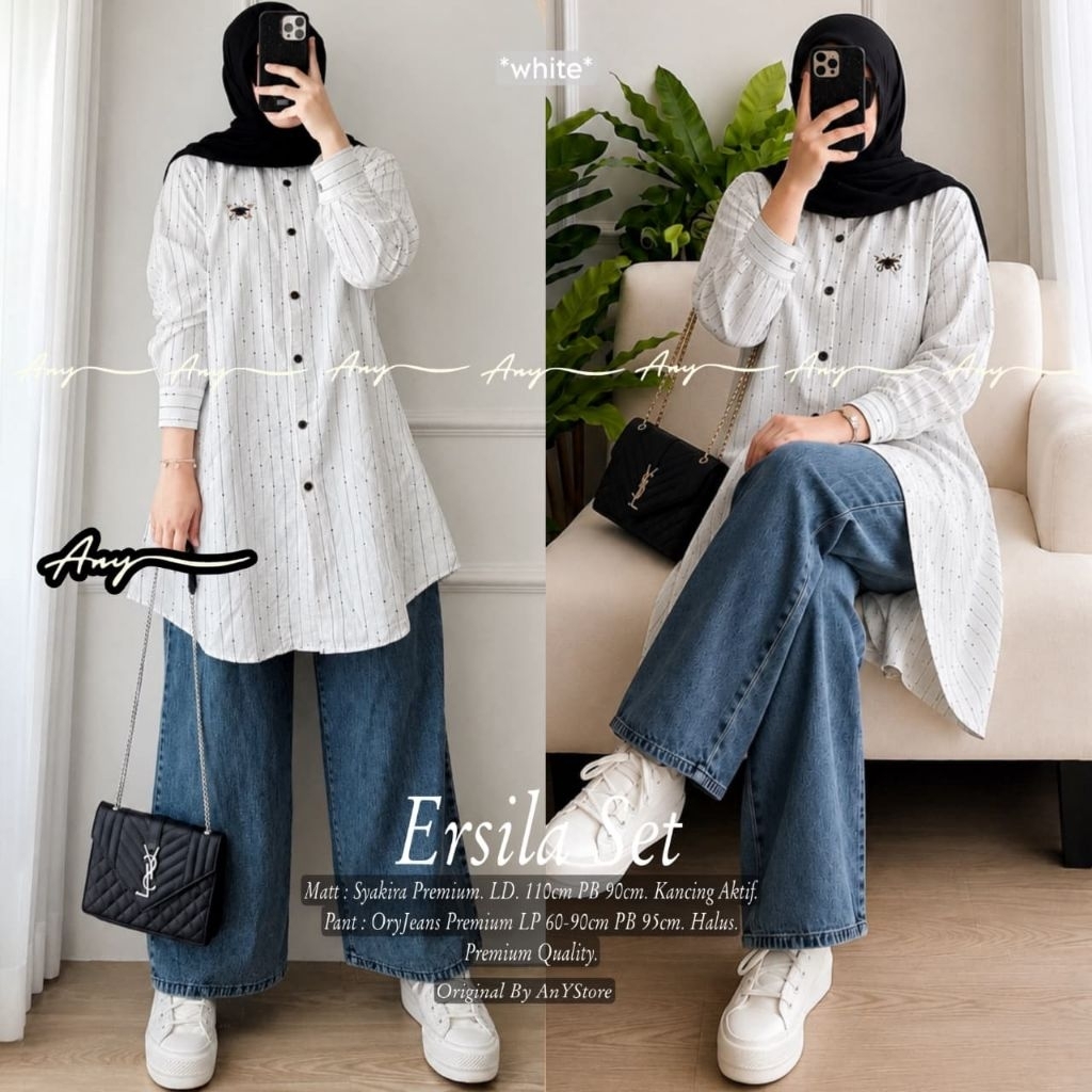 Ersila set calana kulot jeans ori by any - candy set daily ori jelita | set daily Crincle original