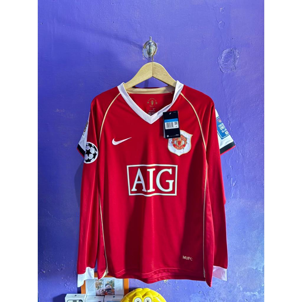 MAN UTD HOME 2006/07 LS UCL VERSION SIZE M BNWT