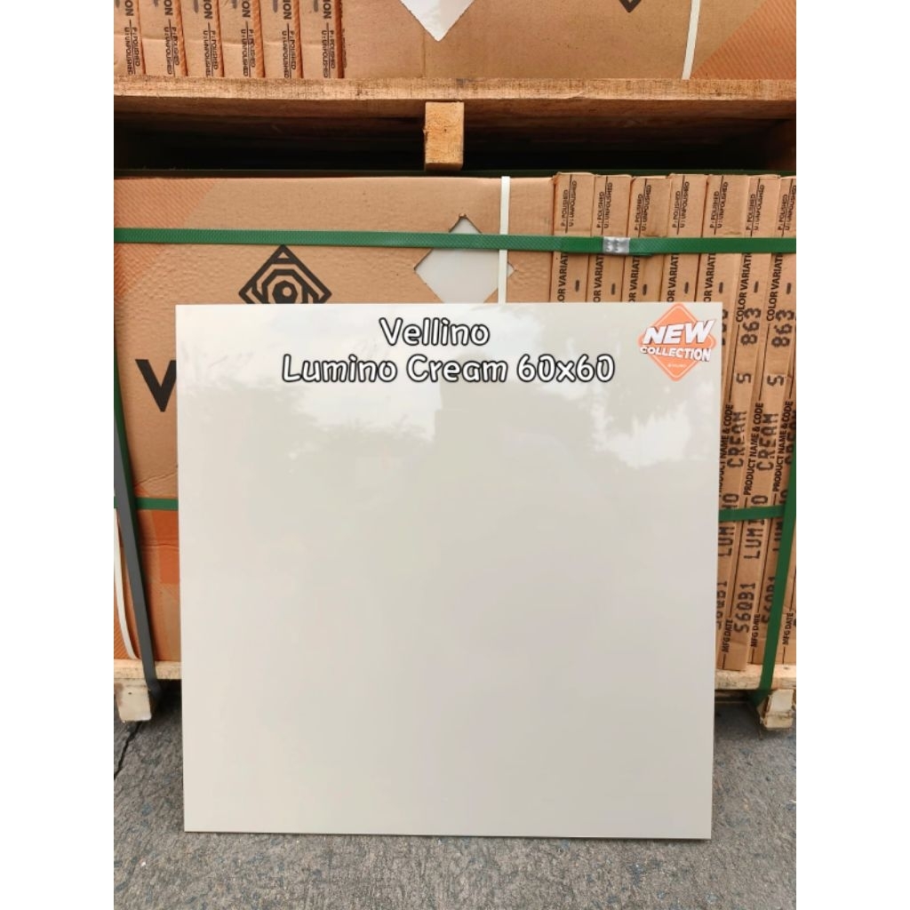 Keramik 60x60 Cream polos glossy/ubin keramik lantai granite