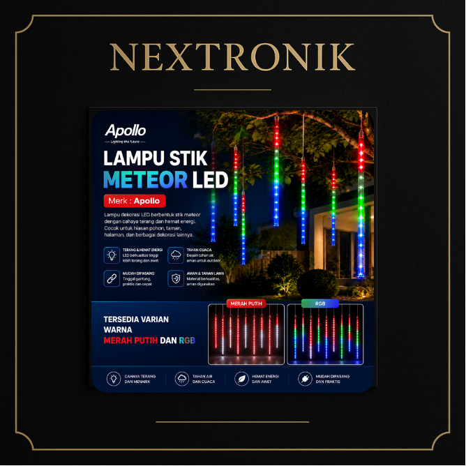 Apollo || Lampu Meteor LED Merah Putih / RGB