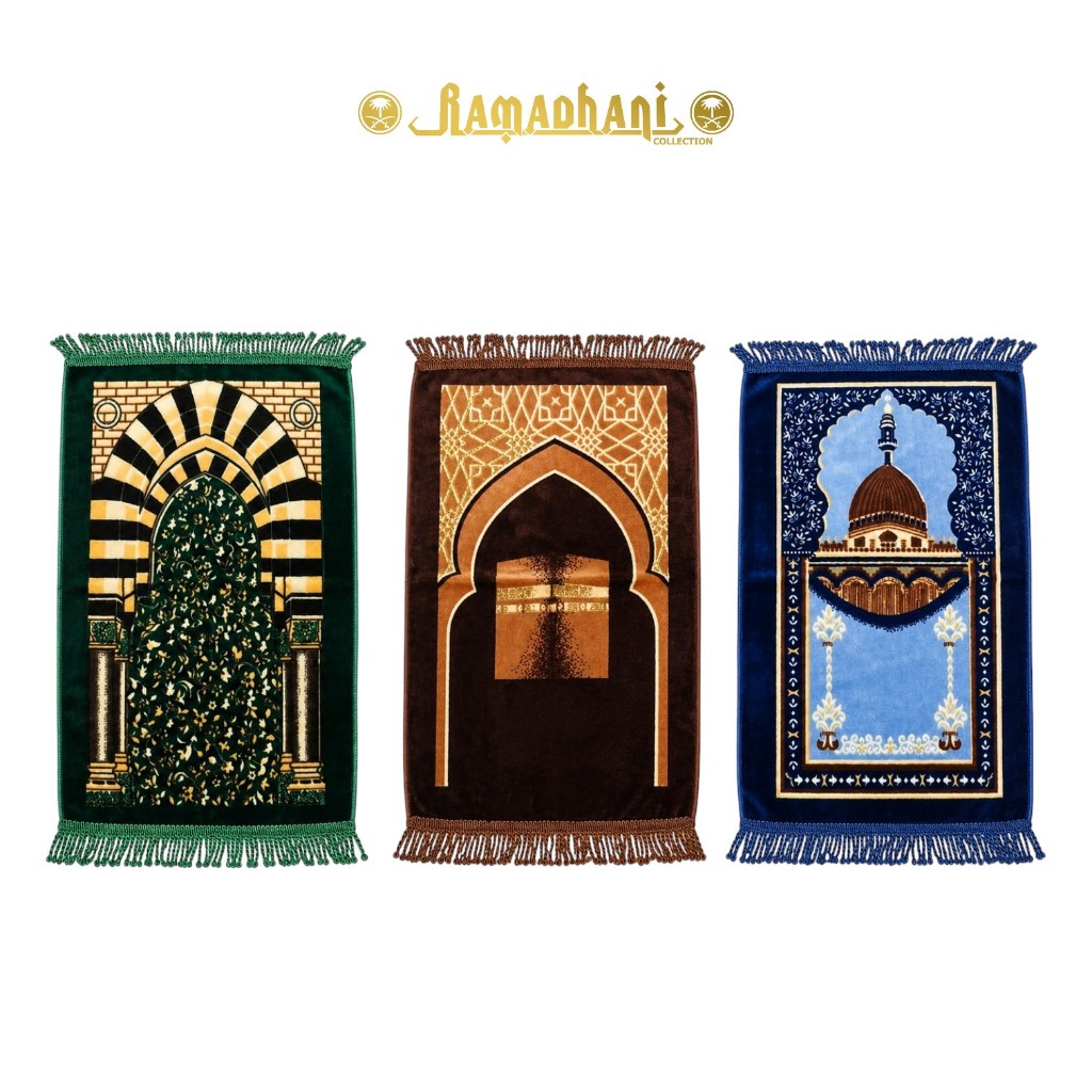Sajadah Arbain 2 Muka Beludru Rumbai 35cm x 65cm