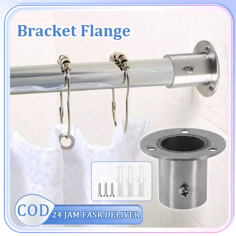 Flange Dudukan Pipa Tirai Stainless Bracket Flange Tinggi Stainless 304 Dudukan Pipa Bulat Lemari Pa