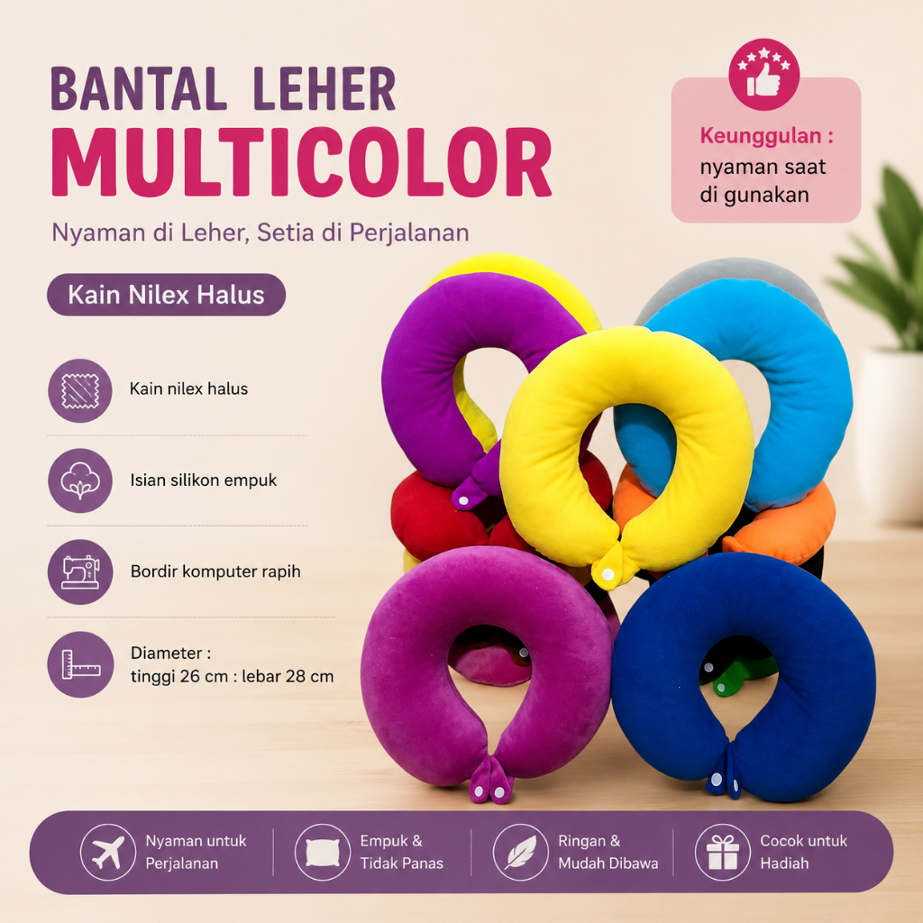 Bantal Leher Polos Travel Anak Dewasa