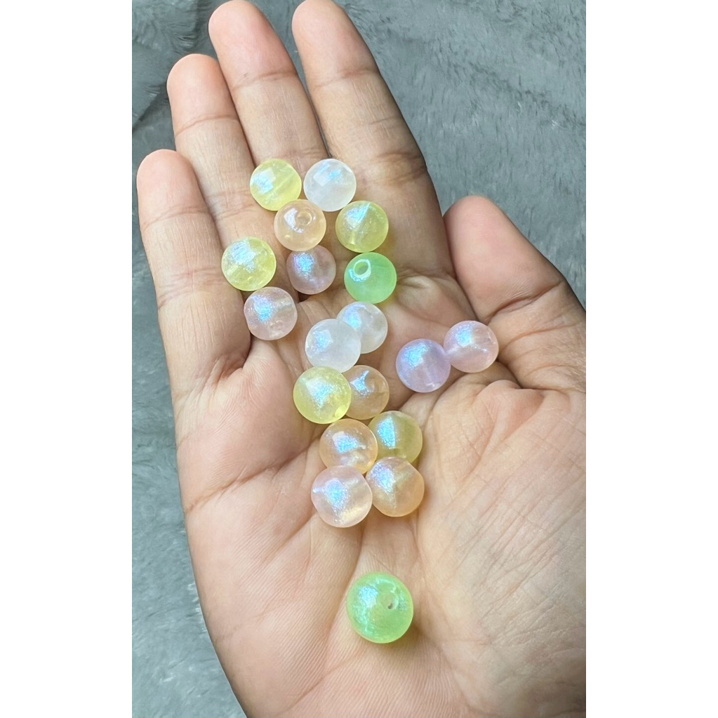 D00451 MANIK MANIK BULAT  MARSHMALLOW GLITTER JELLY 8 mm MIX WARNA ECER