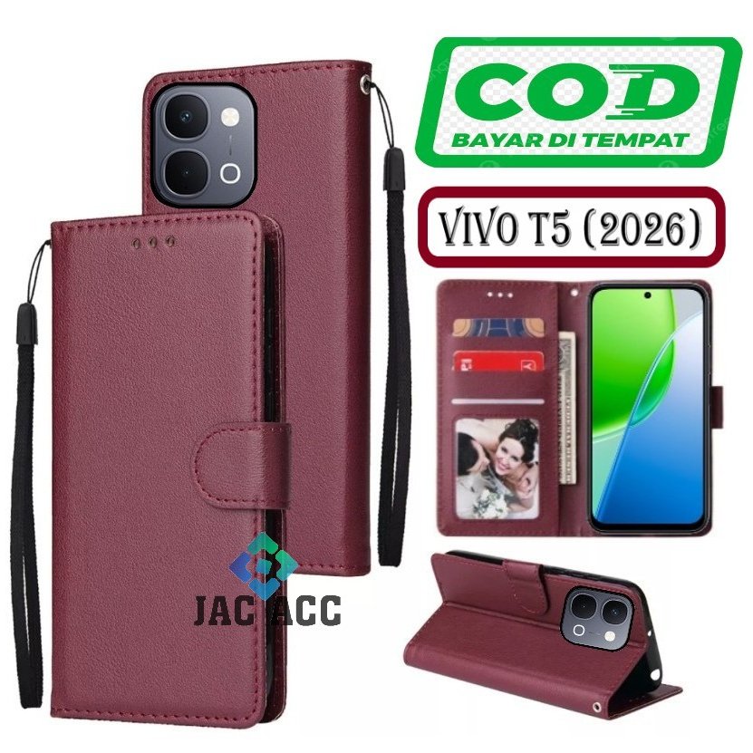 FLIP CASE HP PREMIUM UNTUK VIVO T5 (2026) LEATHER FLIP CASE HP PREMIUM UNTUK VIVO T5 (2026)