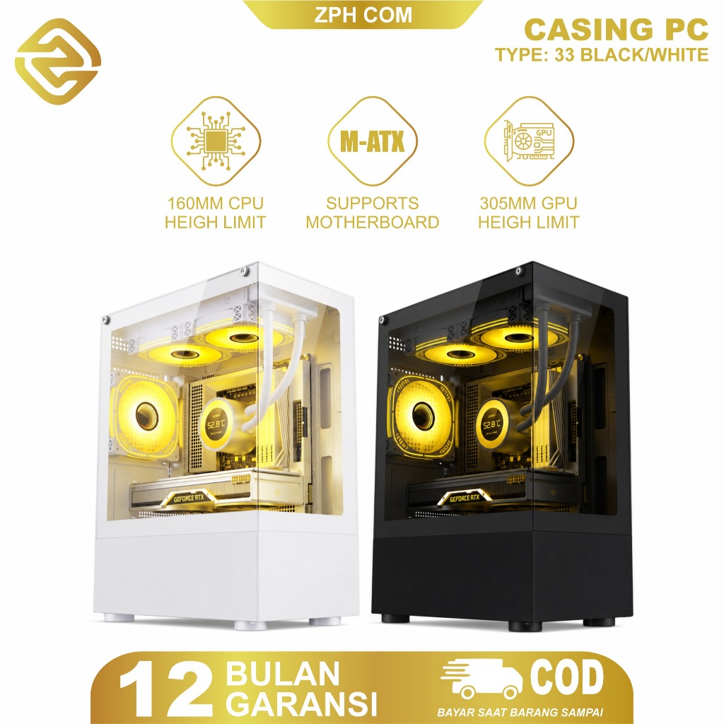 Zph Casing Komputer CPU Gaming Micro-ATX 1810 / 2506 / LP22 / 1715 / S01 / S02 / 33 Desain Stylish d